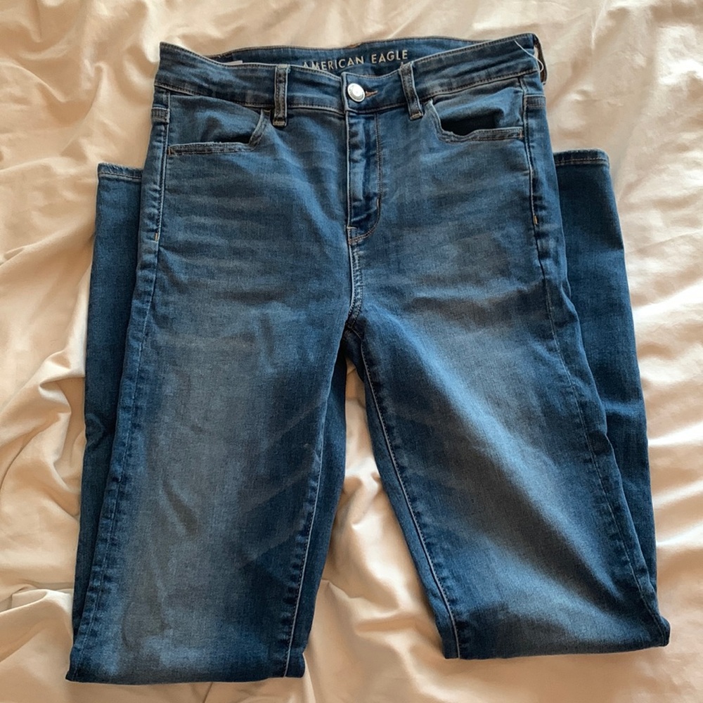 American Eagle medium wash high rise jeggings